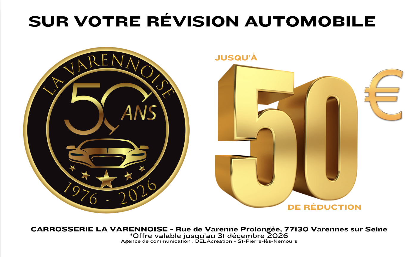 50 ans = 50€ OFFERTS sur votre révision !
